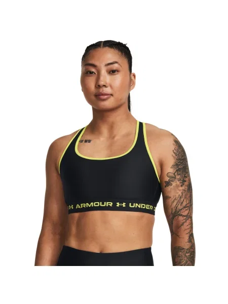 Olcsóbban. Under Armour Crossback Mid fekete/lime sárga fitness melltartó. Méret: L fekete