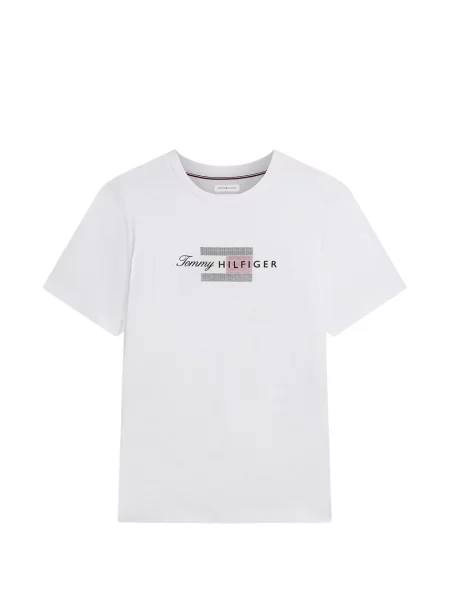Tricou Tommy Hilfiger cu imagine cu decolteu rotund alb