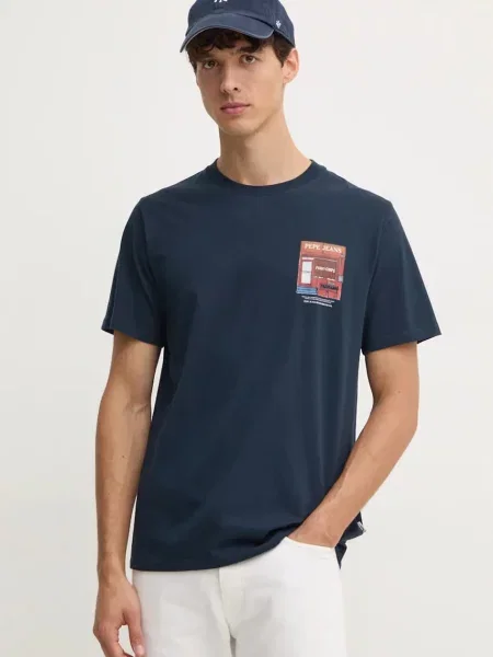 Тениска Pepe Jeans AENYS с принт тъмносиньо