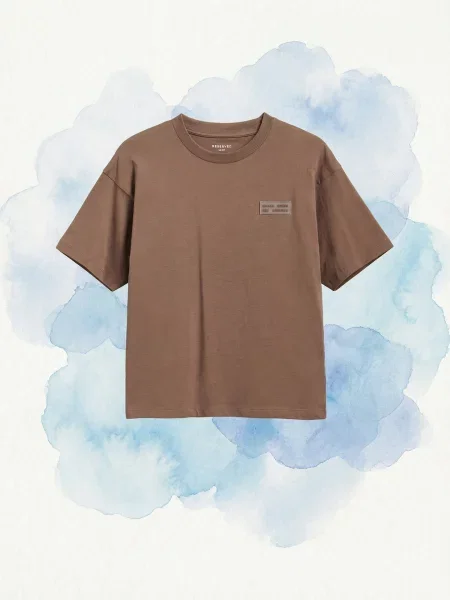 Reserved t-shirt ciemnobrązowy