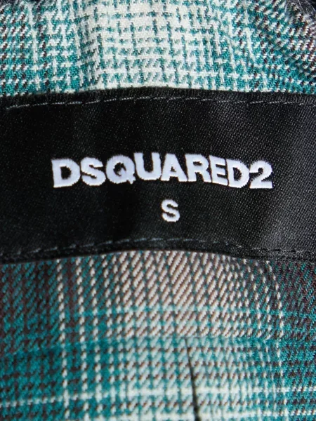 Cămașă Dsquared2 în carouri tricotate verde