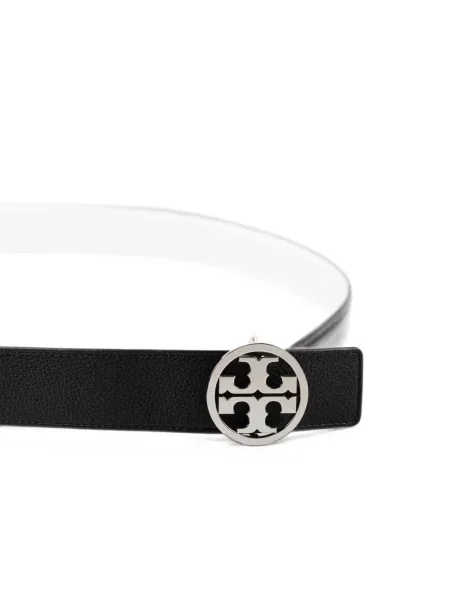 Δερμάτινος ζώνη Tory Burch με αυτόγραφο μαύρο