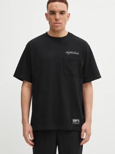 NEIGHBORHOOD tricou din HEATHER FABRIC cu imprimeu negru