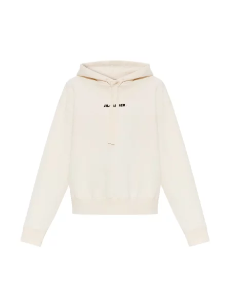 Bluza z kapturem Jil Sander z kapturem z logo beżowa