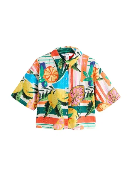 Next Bluză azur / închis / verde iarbă / portocaliu galben