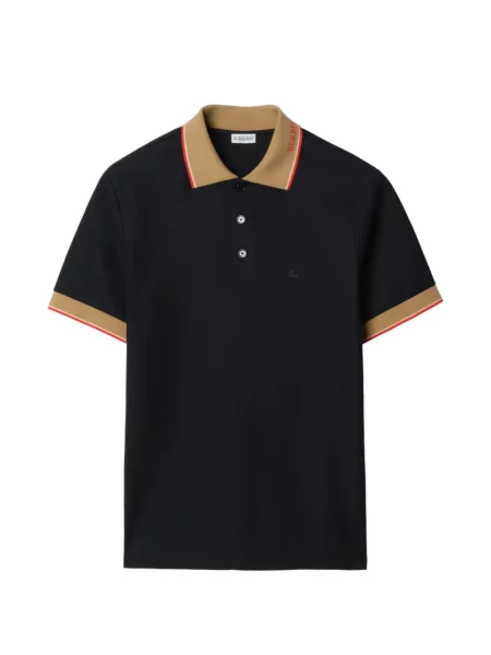 Gulerat tricou polo Burberry cu autograf albastru
