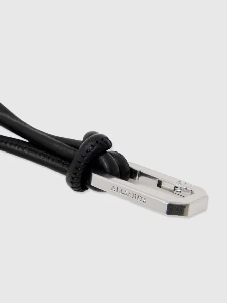 Usnjen obesek za ključe AllSaints DRIP črna