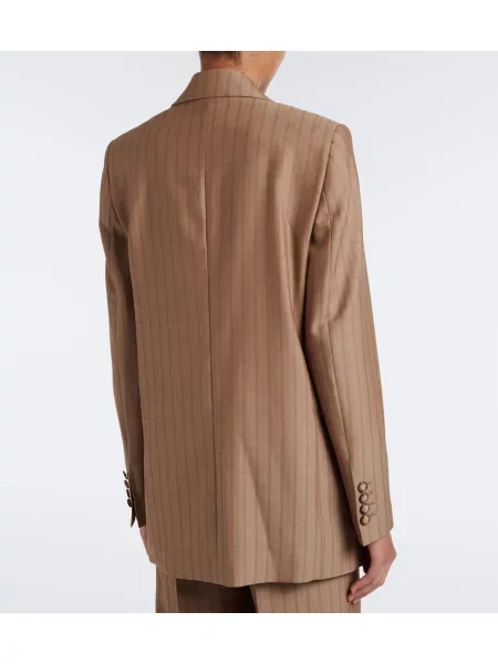 Volneni dvoredni blazer Etro s črtami rjava