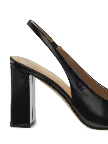 Pantofi cu toc Boss din piele slingback cu bretele negru