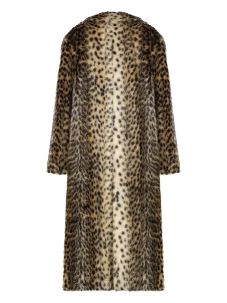 Palton de blană Bb Couture cu imagine cu model leopard cu blană maro