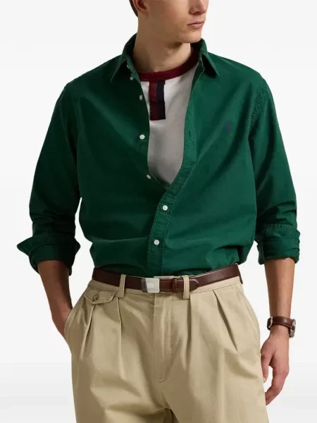Fleece polo Polo Ralph Lauren με κέντημα με λαιμόκοψη v κόκκινο