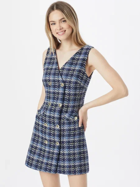 Karen Millen Obleka modra / mornarska / rumena bela
