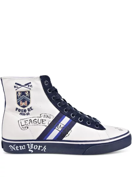Kožené tenisky Polo Ralph Lauren s přezkou s potiskem hnědé