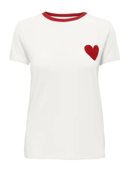 ONLY Tricou ONLHEART roşu închis alb
