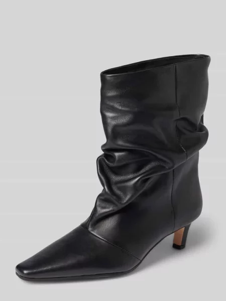 Botki z niską szpilką ze skóry bydlęcej nappa Steve Madden czarne