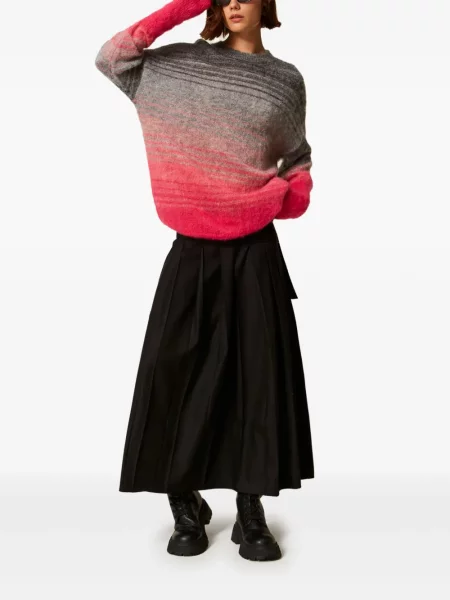 Fusta plisata Twinset plisată până la genunchi negru