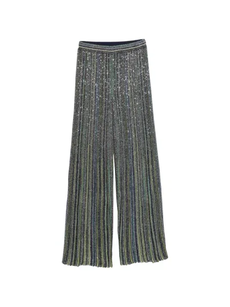 Pantaloni palazzo Missoni cu paiete cu dungi albastru