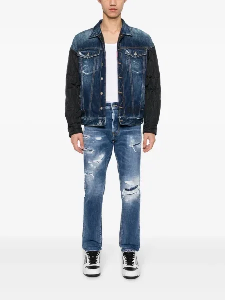 Džinsai Dsquared2 su nubrozdinimais mėlyna
