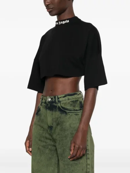 Decupat tricou Palm Angels cu imagine negru