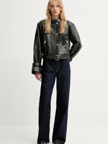 Шкіряна куртка Gestuz перехідна зелений