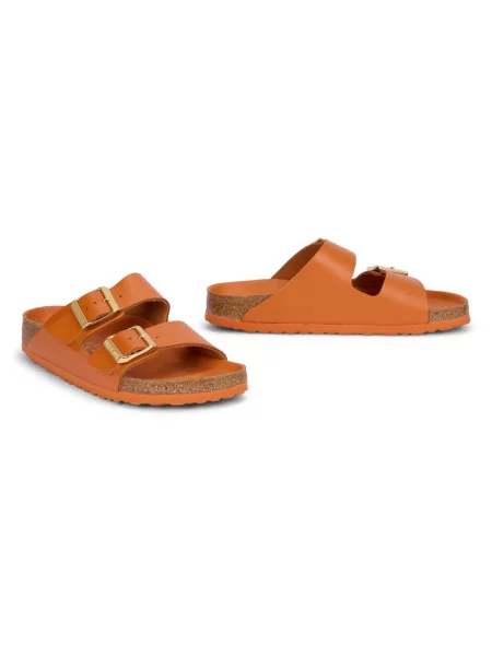 Klapki Birkenstock skórzane pomarańczowe