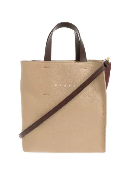 Geantă shopper Marni din piele cu imagine