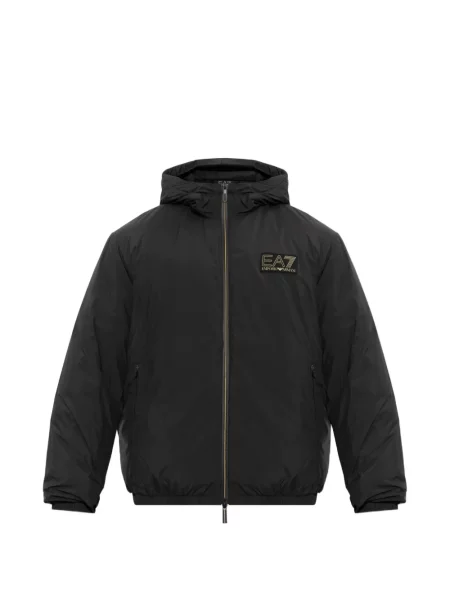 Geacă Ea7 Emporio Armani cu glugă cu autograf negru