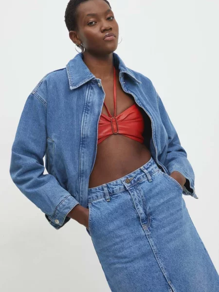 Яке Answear Lab преходен модел с уголемена кройка синьо