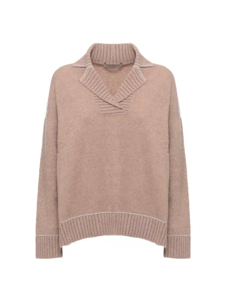 Sweter D.exterior wełniany z klapami brązowy
