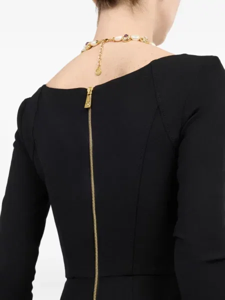 Rochie maxi Roberto Cavalli cu crăpătură lungă de costum negru