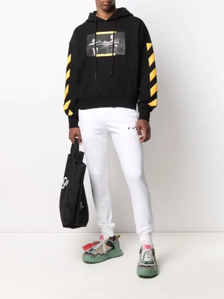 Pruhovaná mikina s kapucí Off-white bílá