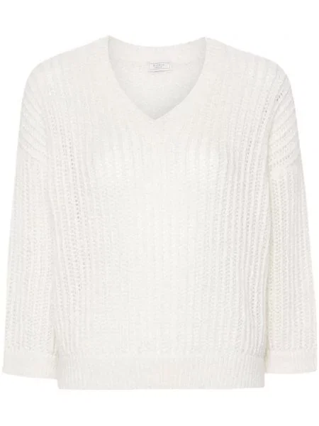 Pulover Peserico cu decolteu rotund alb