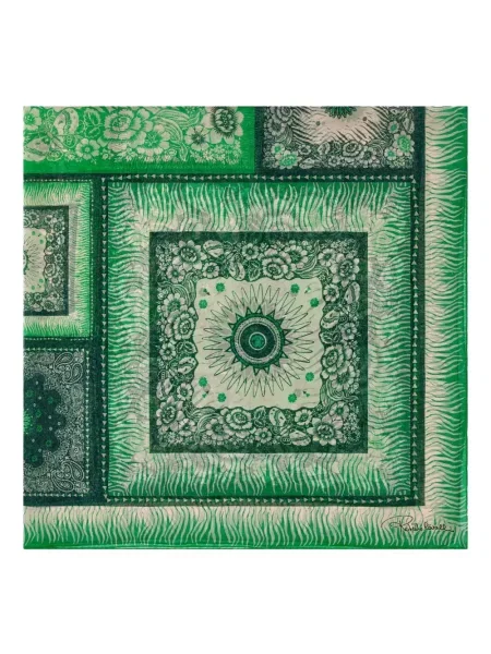 Svileni šal Roberto Cavalli sa zebra printom zelena