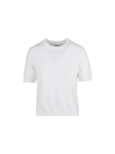 Sweter Alpha Studio z krótkim rękawem biały