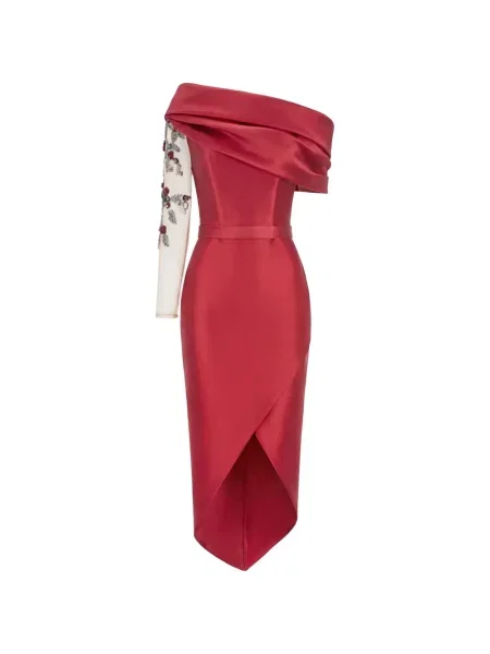Rochie midi Gattinolli By Marwan cu broderie plic roșu