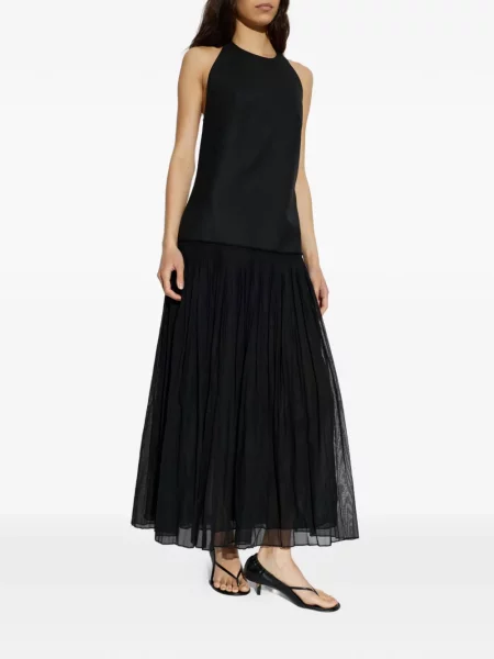 Rochie maxi Róhe plisată cu gât halter de costum negru