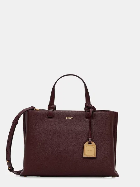 Кожена чанта Dkny бежово