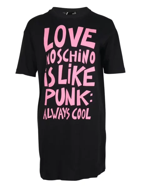 Sukienka koszulowa Love Moschino z nadrukiem garniturowa czarna