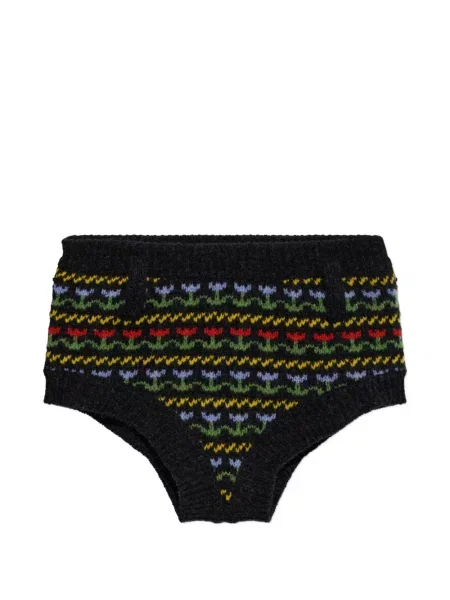 Pantaloni scurți Marni de lână cu model floral negru