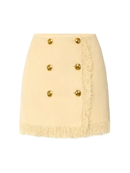 Spódnica mini Elisabetta Franchi z frędzli żółta