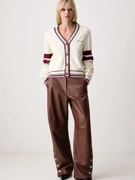 Off-White College Knit Crop ζακέτα με μαλλί γυναικεία λευκό