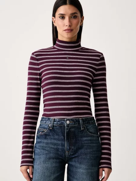 Bluză Tommy Jeans cu guler înalt