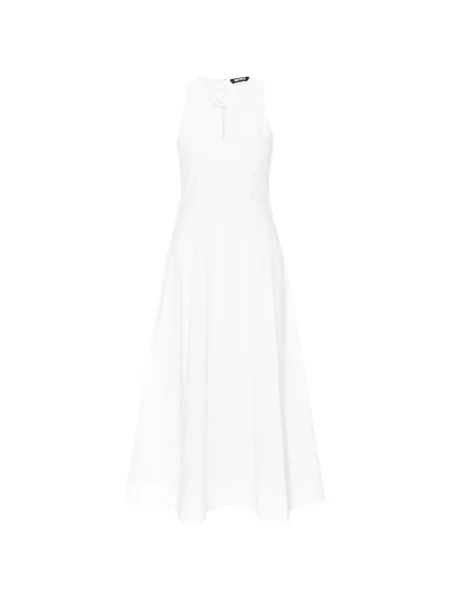 Rochie midi Rotate Birger Christensen fără mâneci cu model floral alb
