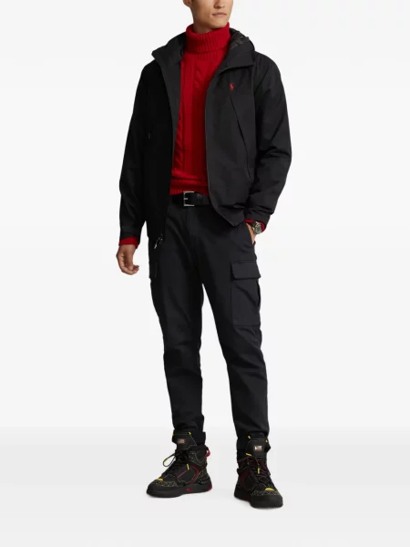Fleece polo Polo Ralph Lauren με κέντημα με λαιμόκοψη v κόκκινο