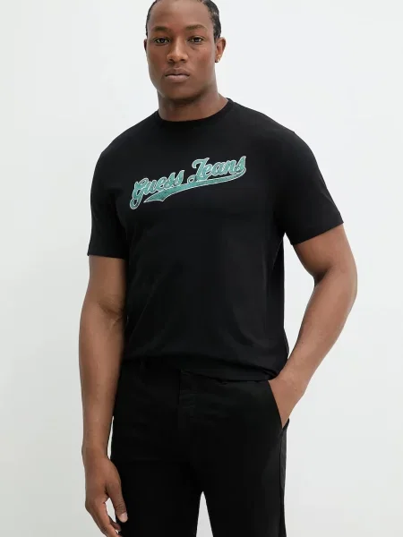 Тениска Guess Jeans с принт черно