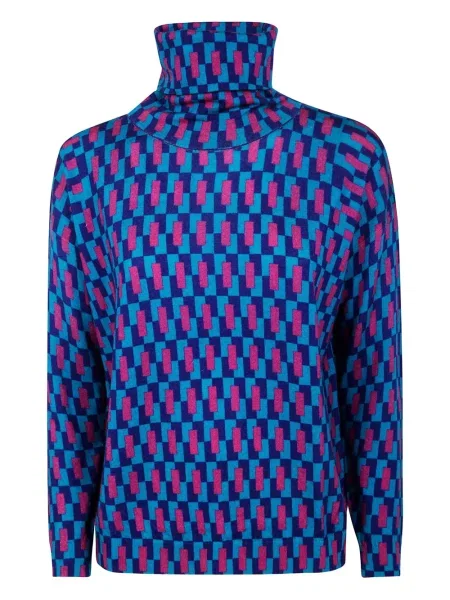 Pulover In Bed With You cu imprimeu geometric albastru