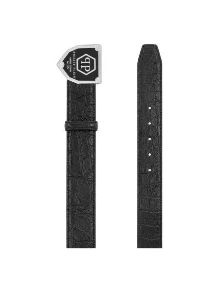 Pasek Philipp Plein skórzany czarny
