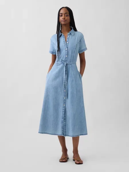 Sukienka jeansowa Gap do kolan garniturowa