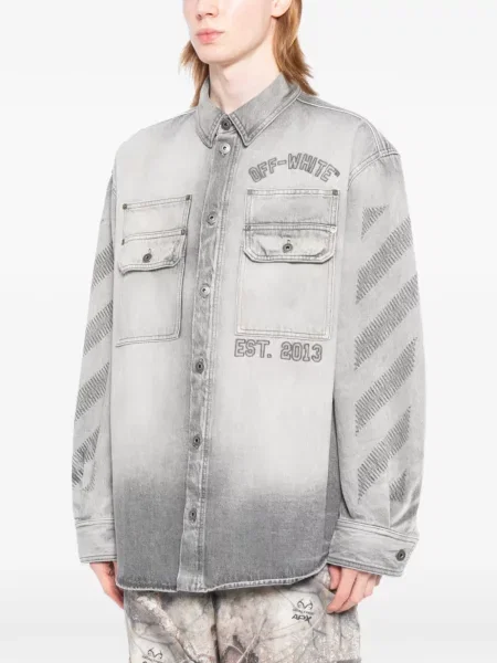 Geacă de blugi Off-white cu broderie alb