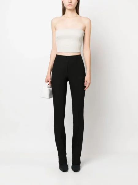 Siuvinėtos juosmuo kelnės Calvin Klein Jeans juoda